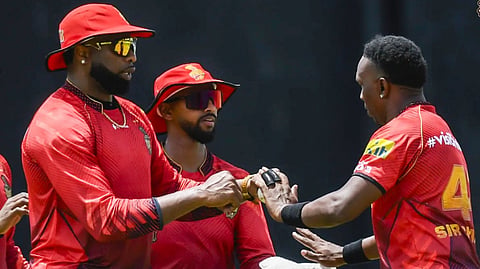 Pollard, Pooran and Bravo during training