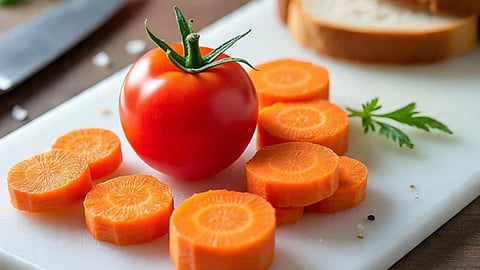 Carrot and tomato