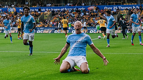 Erling Haaland celebrates his goal