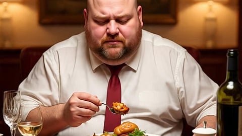 Man eating dinner
