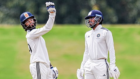 Central Zone's Rajat Patidar and Yash Rathod on the second day of the Duleep Trophy 2025 final 