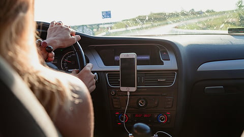 woman driving car