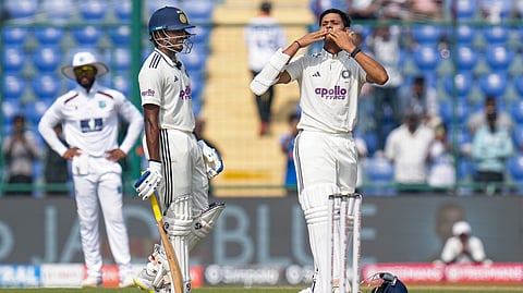 India's Yashasvi Jaiswal celebrates his century 