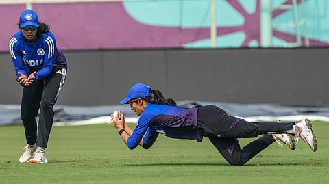 India's Pratika Rawal and Jemimah Rodrigues during a training session 