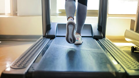 walking on treadmill