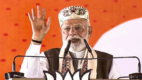  Narendra Modi addresses a public meeting ahead of the Bihar Assembly elections