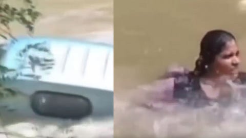Vehicle goes out of control and plunges into river after flagging off