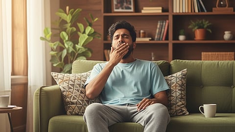 Man yawning