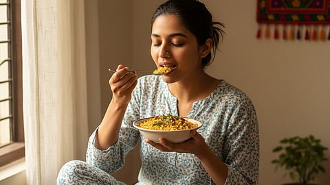 Woman eating food