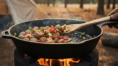 Cooking in Iron Pan