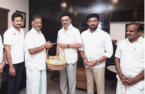 O Panneerselvam meets Tamil Nadu Chief Minister M K Stalin
