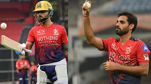Virat Kohli Bhuvneshwar Kumar in traiing