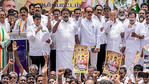 Congress Porotest for Vijay