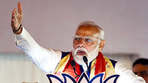 Prime Minister Narendra Modi addresses a public meeting, at Secunderabad in Hyderabad
