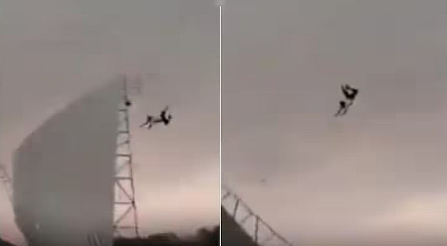 ഉത്തർപ്രദേശിൽ കൊടുങ്കാറ്റ്: മേൽക്കൂരയ്ക്കൊപ്പം പറന്ന യുവാവ് 50 അടി ഉയരത്തിൽ നിന്ന് വീണു