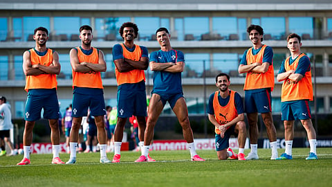 Cristiano Ronaldo with team mates