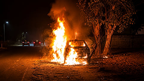 Chatisgarh car burnt
