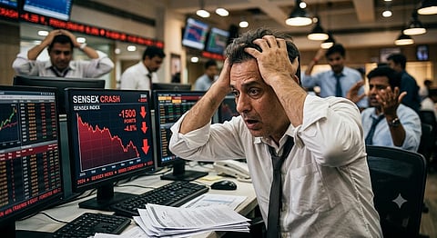 Sensex falls 800 pts