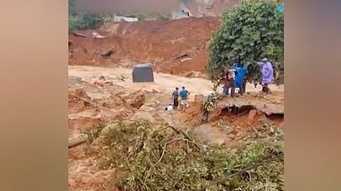 Wayanad Kalladi tunnel road construction site hit by massive landslide.