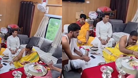 Puja held inside moving train