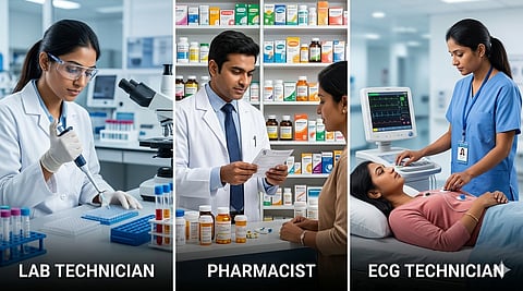 Lab Technician, Pharmacist & ECG Technician Posts.