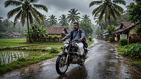 Man rides bike in kerala