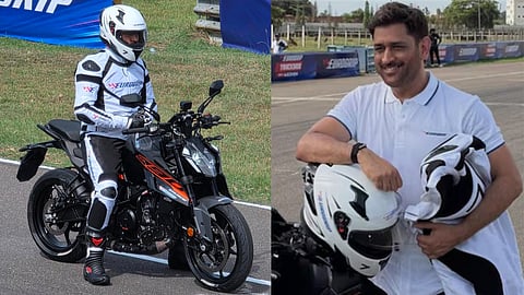 MS Dhoni races superbike 
