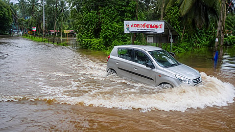 An inundated road in South Kannadikkal