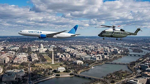Chopper carrying Donald Trump flies too close to passenger jet