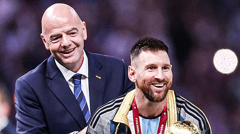 FIFA President Gianni Infantino with messi