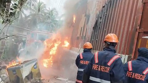 Bekal Container Lorry Fire Accident