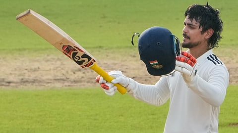 Chennai: East Zone's captain Ishan Kishan celebrates his century on day 1 of the Duleep Trophy 2026-27 final cricket match between South Zone and East Zone, in Chennai 