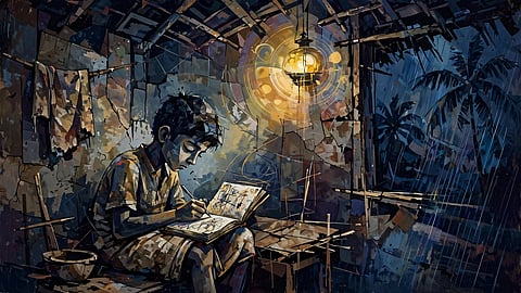 boy writting diary