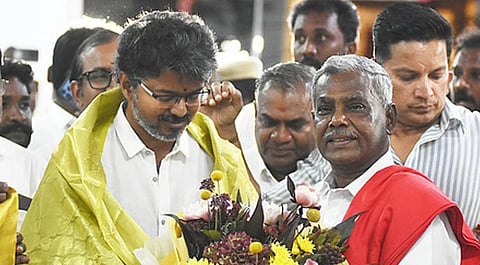 CPM state secretary P Shanmugam with TN CM Vijay