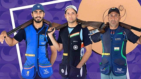 Anantjeet Singh Naruka, Bhavtegh Singh Gill and Mairaj Ahmad Khan secure Bronze Medal in the Men’s Skeet Team event
