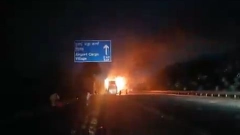 Sleeper Bus Catches Fire On Yamuna Expressway