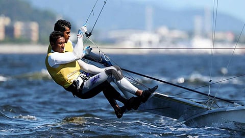 India's Prince Noble and Manu Francis in action during the Men's Skiff Opening Series