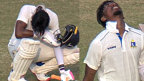 Abhishek Porel century in the Ranji Trophy 