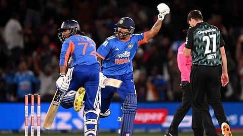 Tilak Verma and Nitish Kumar Reddy complete the winning run
