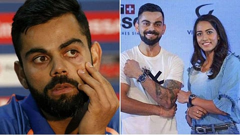 പെണ്ണിനേക്കാള്‍ ഉയരക്കുറവ് കോഹ്ലിക്ക് കുറച്ചില്‍? ഉയരം കൂട്ടാന്‍ നോക്കിയ കോഹ് ലിക്ക് വിമര്‍ശനം
