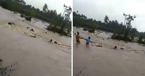 പെരുവെള്ളപ്പാച്ചിലില്‍ കുത്തിയൊഴുകി ആളുകള്‍; ഭീതിപ്പെടുത്തുന്ന കാഴ്ച (വീഡിയോ)