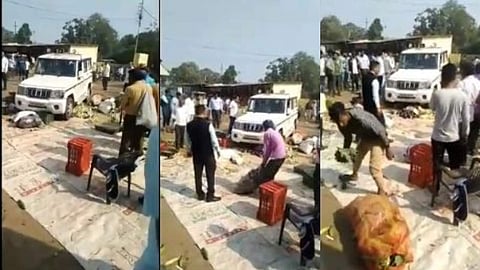 ഇതെന്തൊരു ക്രൂരത!; കര്‍ഷകന്‍ വില്‍പ്പനയ്ക്ക് വച്ച പച്ചക്കറികള്‍ക്ക് മുകളിലൂടെ മനഃപൂര്‍വ്വം വാഹനം ഓടിച്ച് സര്‍ക്കാര്‍ ഉദ്യോഗസ്ഥന്‍, വീഡിയോ