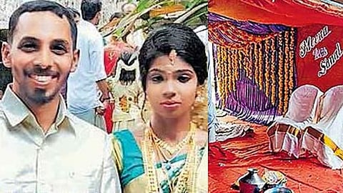 ഇത്തിരിപ്പോന്ന മുറ്റത്ത് സ്ഥലമില്ല, കാലെടുത്ത് വയ്ക്കുന്നത് വെളളത്തിലേക്ക്; കായലില്‍ കല്യാണമണ്ഡപം ഒരുക്കി വേറിട്ട വിവാഹം 
