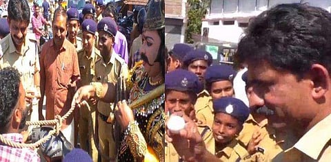 ഹെല്‍മറ്റില്ലാത്തവരെ കാത്ത് കയറുമായി കാലന്‍ ; കോഴിമുട്ടയുമായി പൊലീസ് ;  വേറിട്ട ബോധവല്‍ക്കരണം
