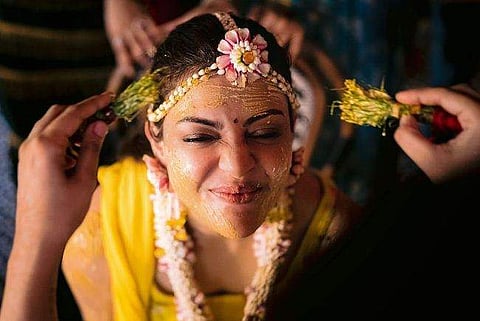 ഇന്ന് വിവാഹം, ഹൽദി ആഘോഷങ്ങൾ തിമിർത്ത് കാജൽ അ​ഗർവാൾ; ചിത്രങ്ങളും വിഡിയോയും 