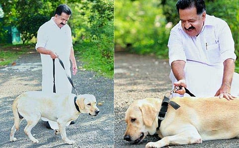 വളർത്തുനായ സ്കൂബിക്കൊപ്പം രമേശ് ചെന്നിത്തല/ ഫേയ്സ്ബുക്ക്