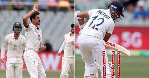 പൃഥ്വി ഷാ, മിച്ചല്‍ സ്റ്റാര്‍ക്ക്/ഫോട്ടോ: എപി
