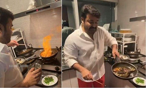 'ചൂടനാണ്, തൊട്ടാൽ പൊള്ളും'; മീൻ പൊരിച്ച് മോഹൻലാൽ; വിഡിയോ