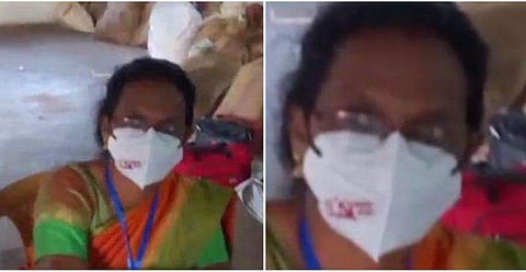 സിപിഎം ചിഹ്നം പതിപ്പിച്ച മാസ്‌ക് ധരിച്ച് പ്രിസൈഡിങ് ഓഫീസര്‍ ബൂത്തില്‍, പരാതി, നടപടി