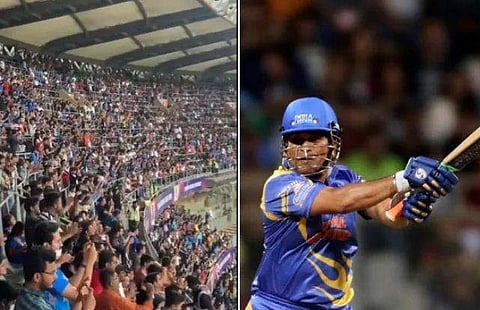 സച്ചിന്‍ ഗ്രൗണ്ടിലേക്കിറങ്ങിയതോടെ ആര്‍ത്തലച്ച് കാണികള്‍; മനം നിറച്ച് മാസ്റ്റര്‍ ബ്ലാസ്റ്ററും